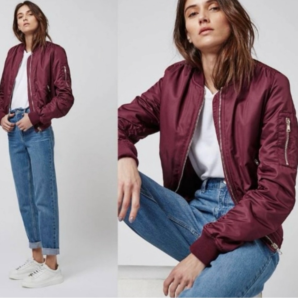 Forever 21 maroon / burgundy bomber jacket. C3C